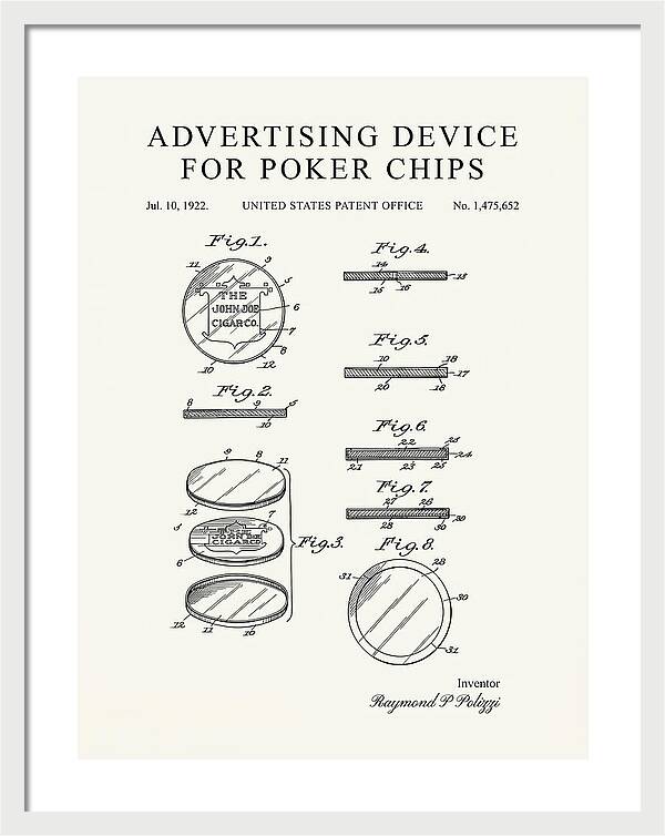 Advertising Device For Poker Chips Minimalist Patent Us1475652a