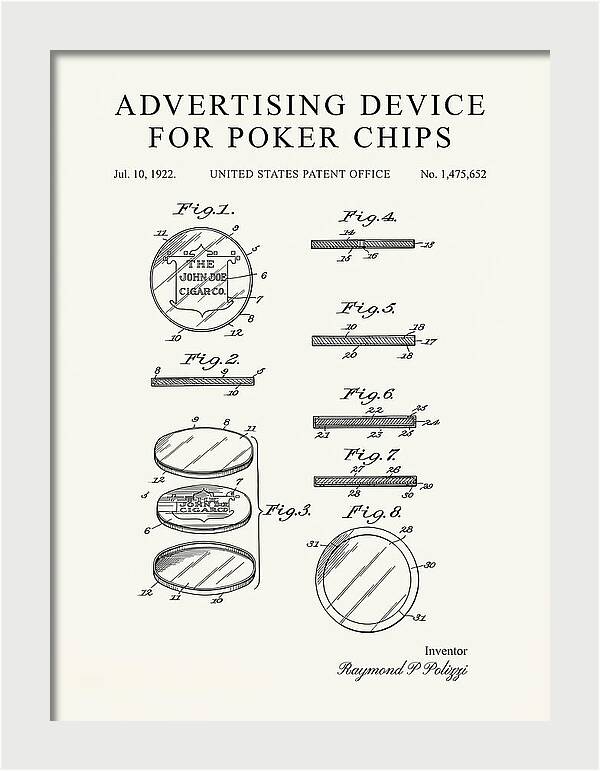 Advertising Device For Poker Chips Minimalist Patent Us1475652a