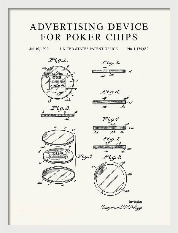 Advertising Device For Poker Chips Minimalist Patent Us1475652a