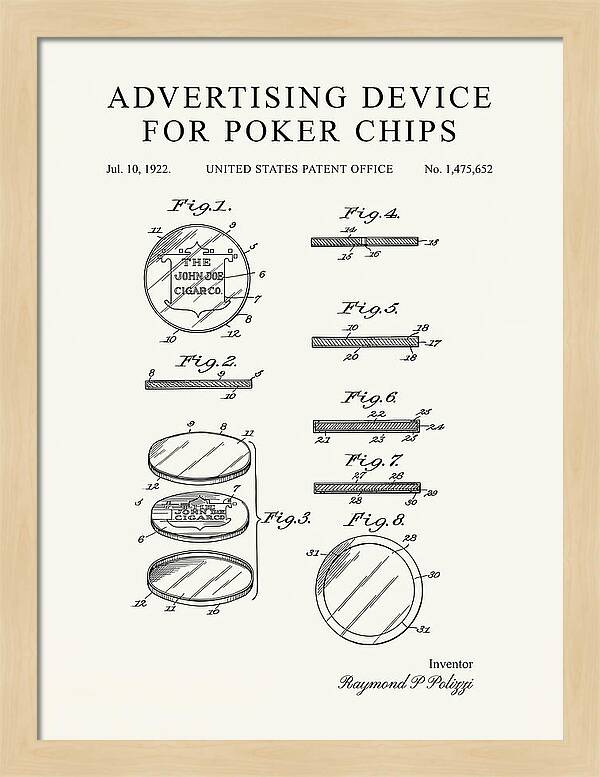 Advertising Device For Poker Chips Minimalist Patent Us1475652a