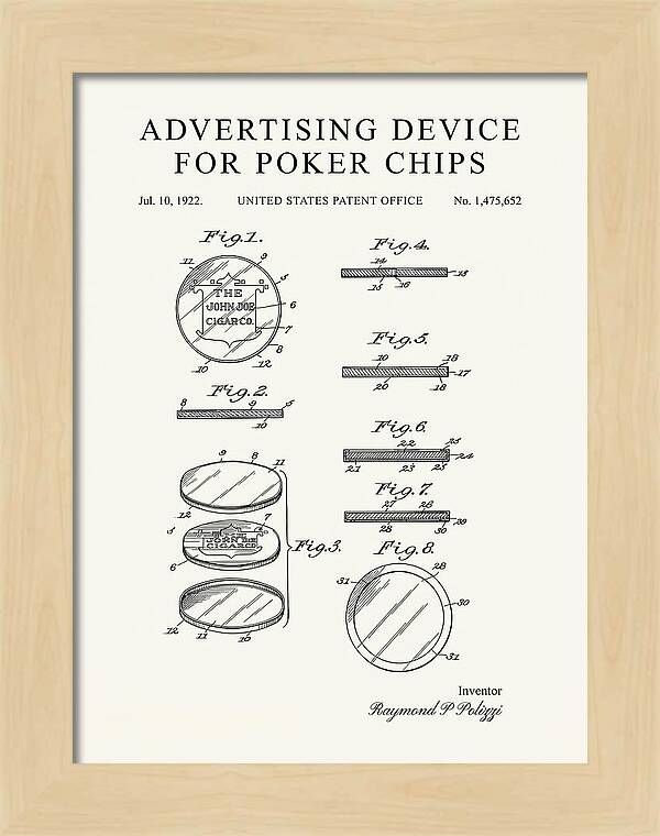 Advertising Device For Poker Chips Minimalist Patent Us1475652a