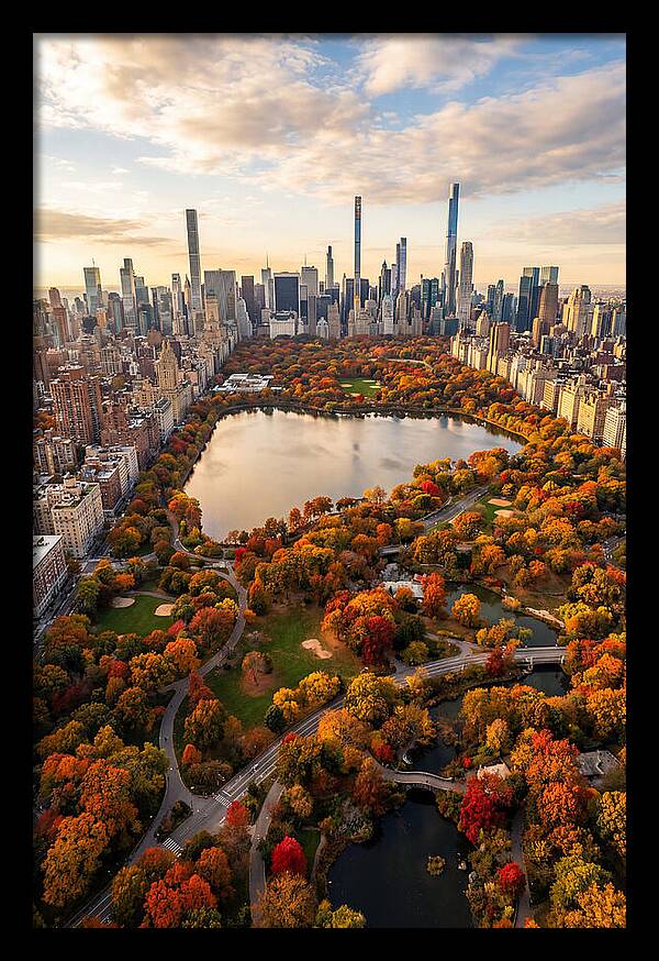 Aerial View Of Central Park In Autumn