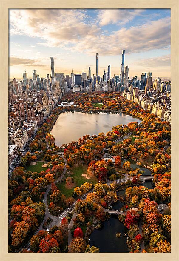 Aerial View Of Central Park In Autumn