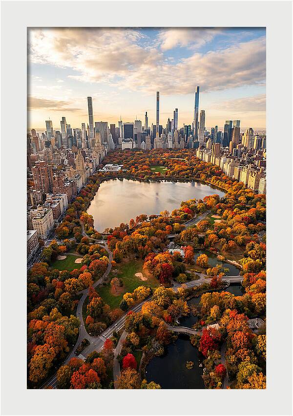 Aerial View Of Central Park In Autumn