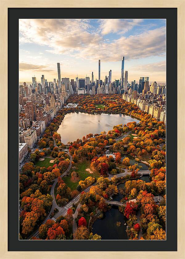 Aerial View Of Central Park In Autumn