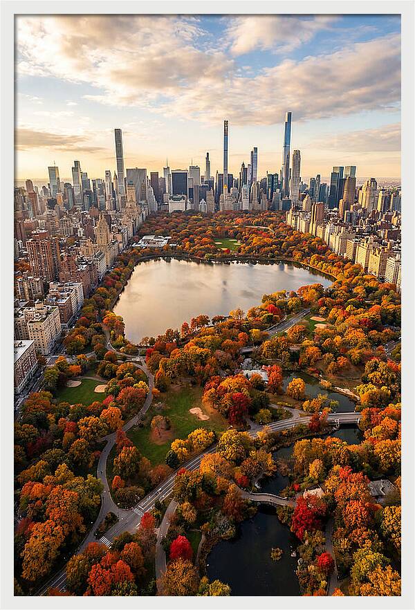 Aerial View Of Central Park In Autumn