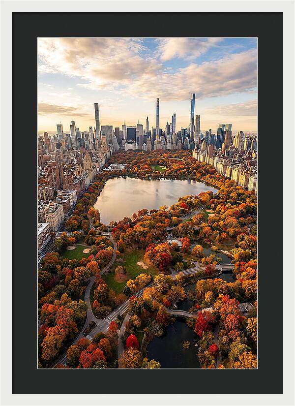 Aerial View Of Central Park In Autumn