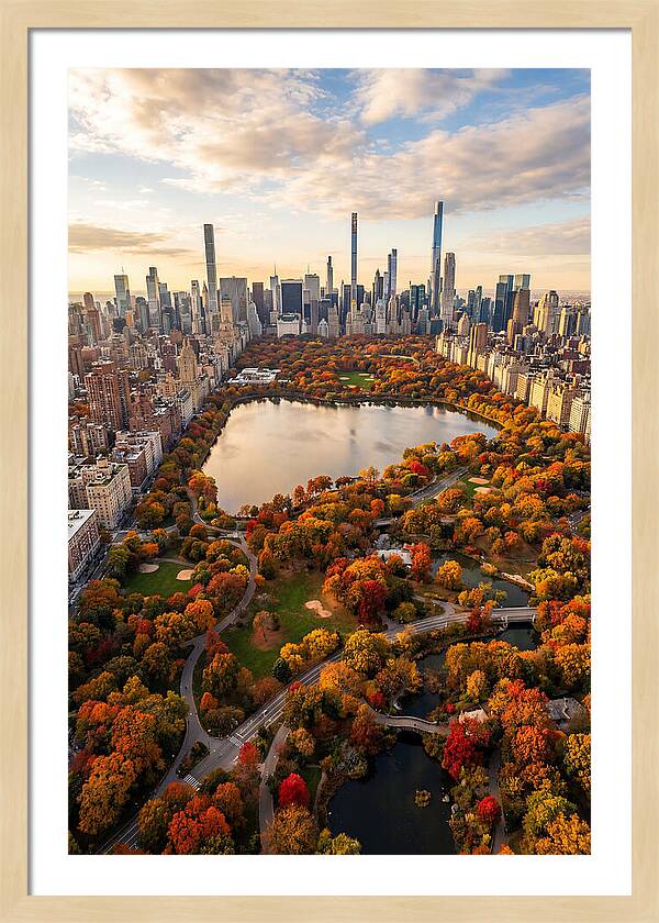 Aerial View Of Central Park In Autumn