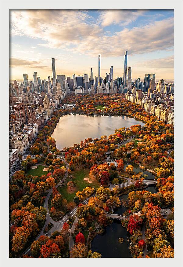 Aerial View Of Central Park In Autumn