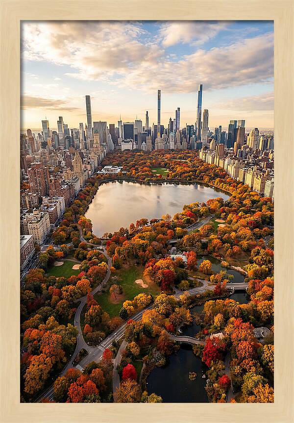Aerial View Of Central Park In Autumn