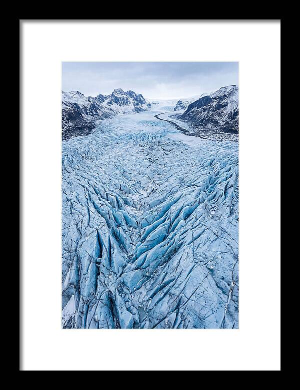 Aerial View Of Glacier Crevasses