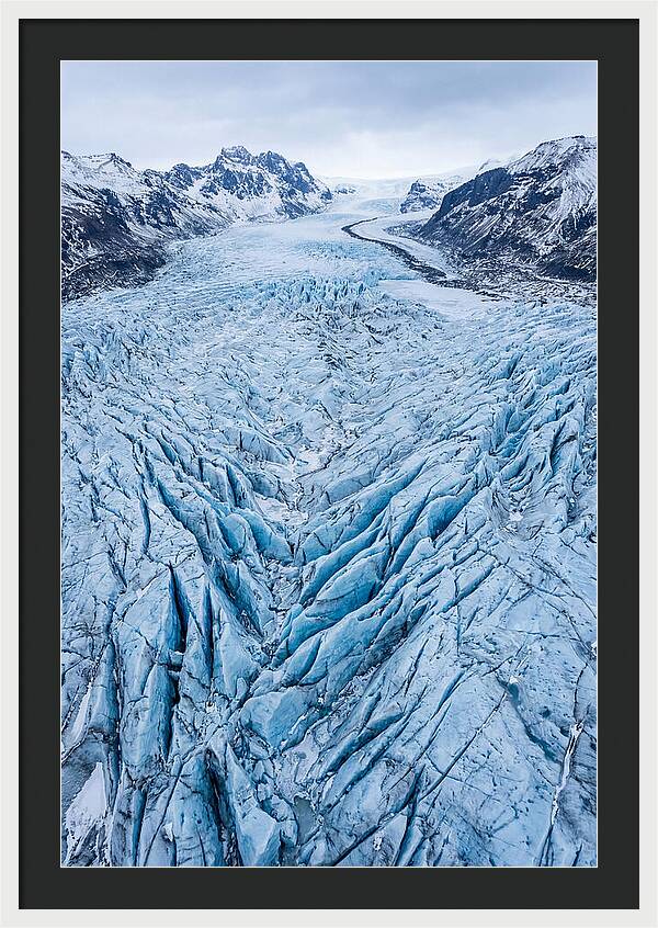 Aerial View Of Glacier Crevasses