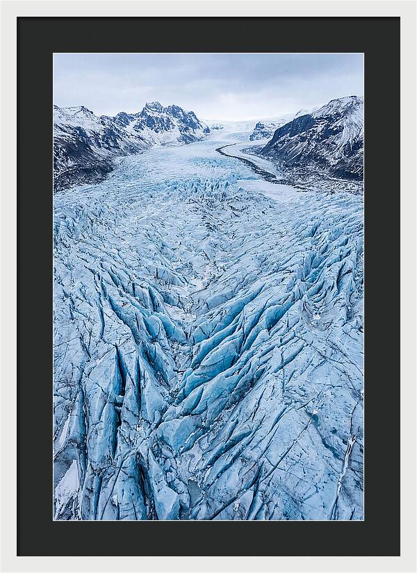 Aerial View Of Glacier Crevasses