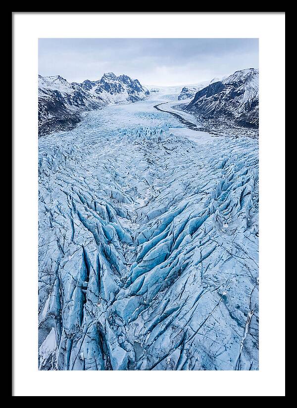 Aerial View Of Glacier Crevasses