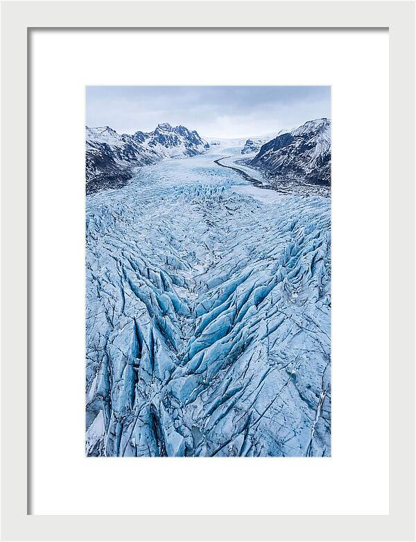 Aerial View Of Glacier Crevasses