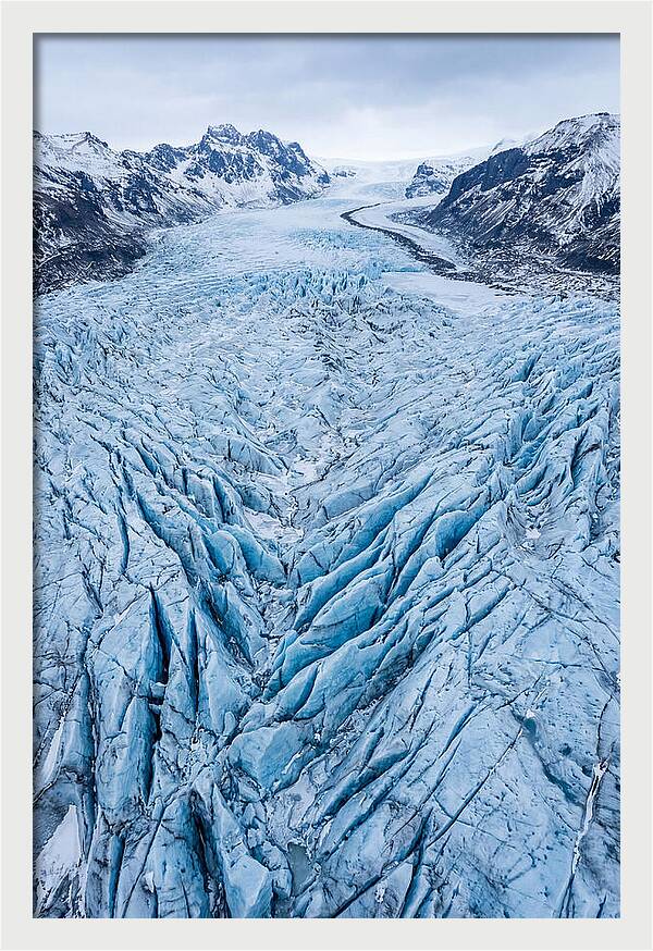 Aerial View Of Glacier Crevasses