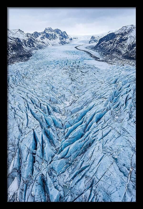 Aerial View Of Glacier Crevasses