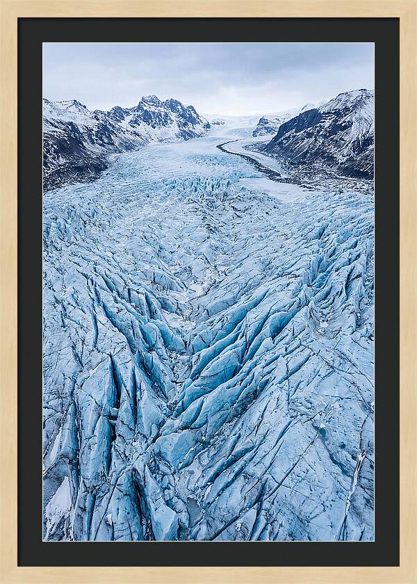 Aerial View Of Glacier Crevasses