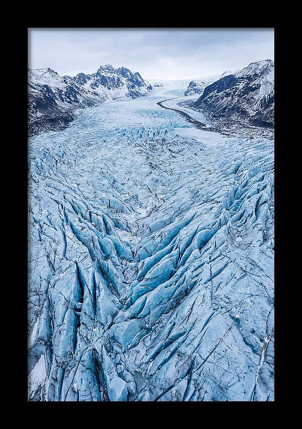 Aerial View Of Glacier Crevasses