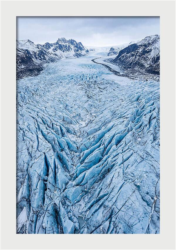 Aerial View Of Glacier Crevasses