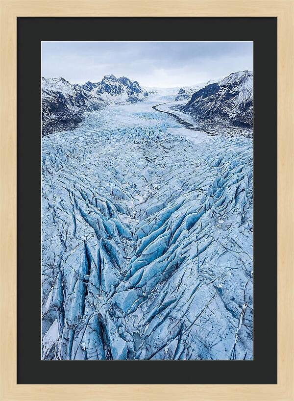 Aerial View Of Glacier Crevasses