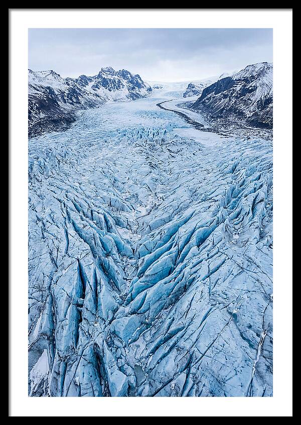 Aerial View Of Glacier Crevasses