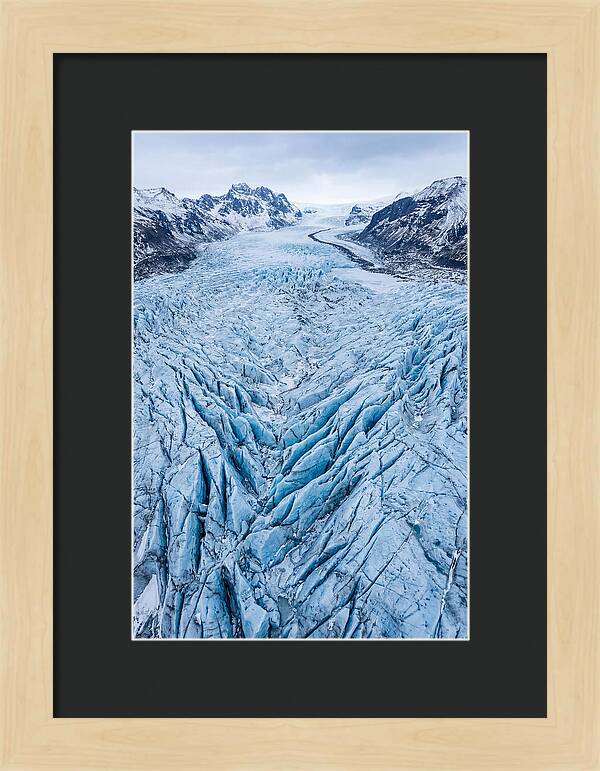 Aerial View Of Glacier Crevasses