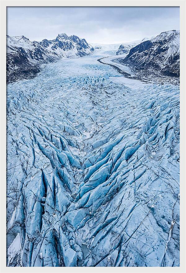 Aerial View Of Glacier Crevasses
