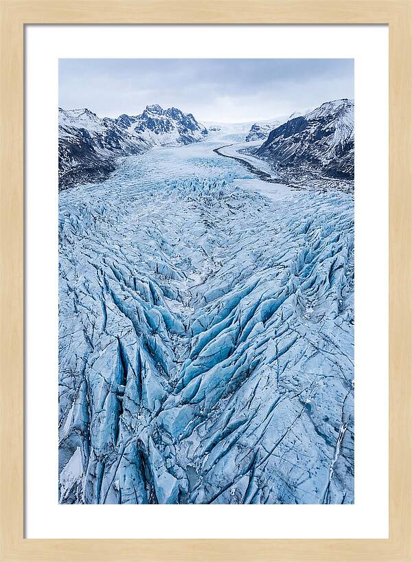 Aerial View Of Glacier Crevasses