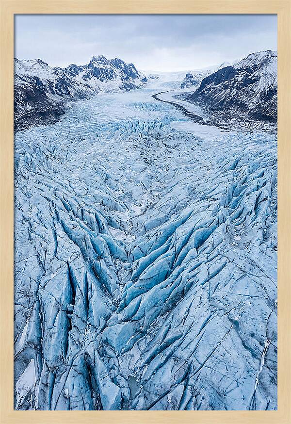 Aerial View Of Glacier Crevasses