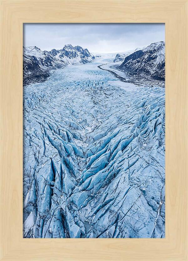 Aerial View Of Glacier Crevasses