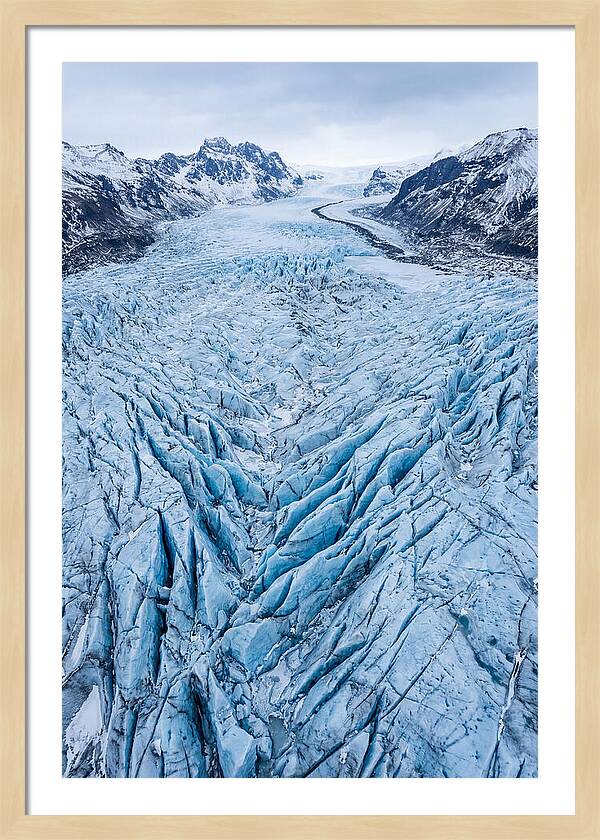 Aerial View Of Glacier Crevasses