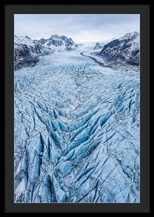 Aerial View Of Glacier Crevasses