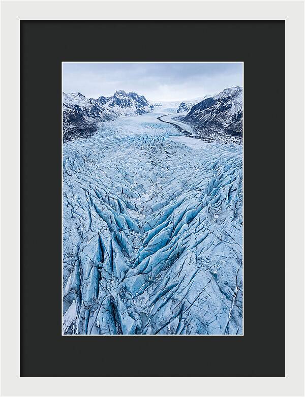 Aerial View Of Glacier Crevasses