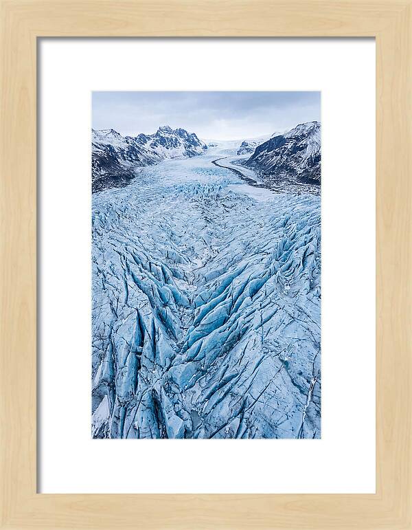 Aerial View Of Glacier Crevasses