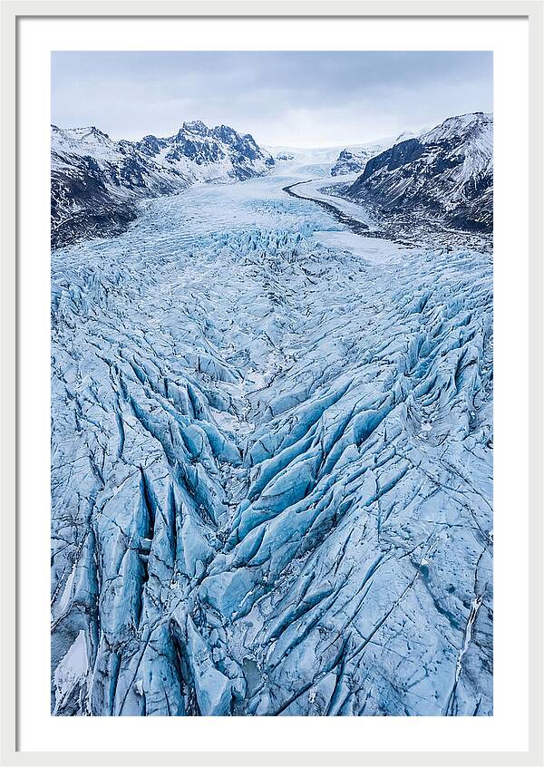 Aerial View Of Glacier Crevasses