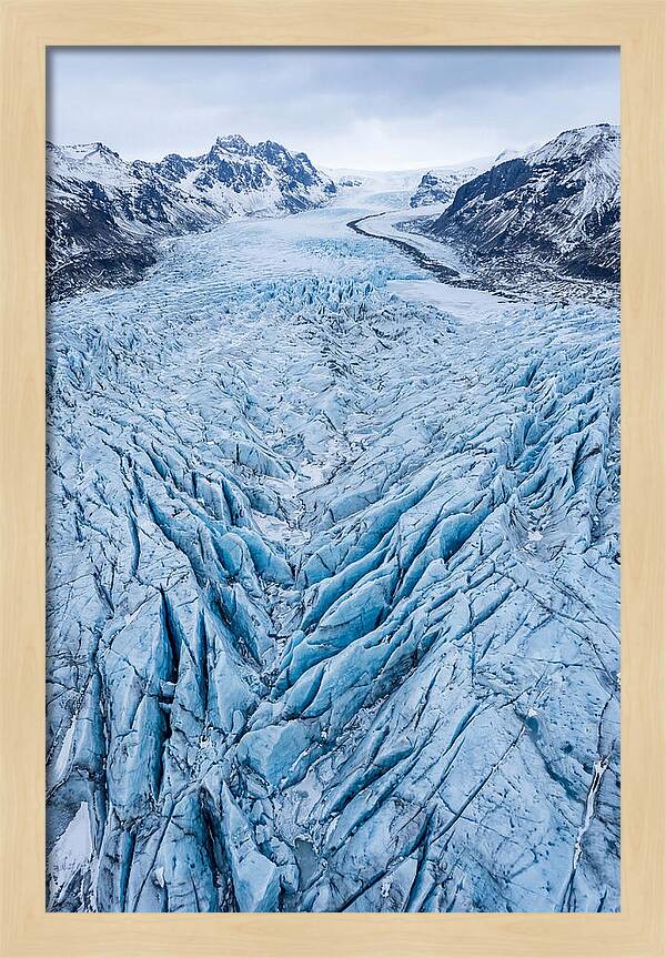 Aerial View Of Glacier Crevasses