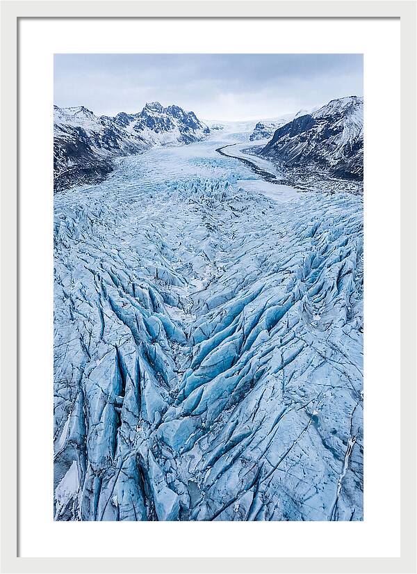 Aerial View Of Glacier Crevasses
