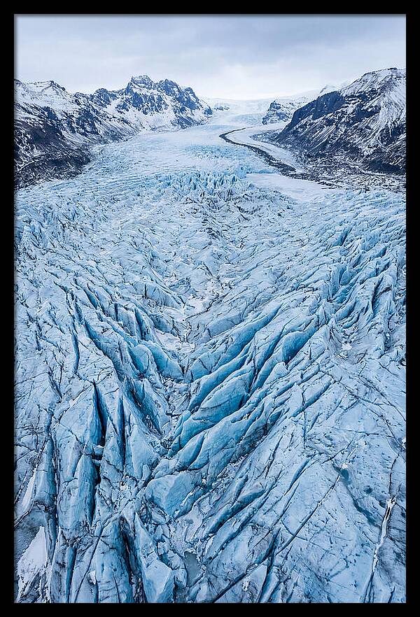 Aerial View Of Glacier Crevasses