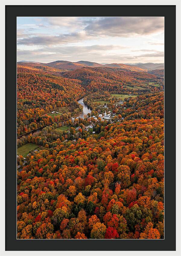 Aerial View Of Vibrant Vermont Foliage