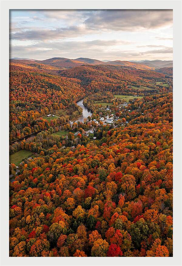 Aerial View Of Vibrant Vermont Foliage