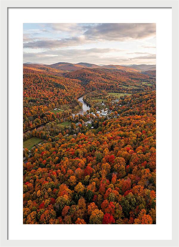 Aerial View Of Vibrant Vermont Foliage