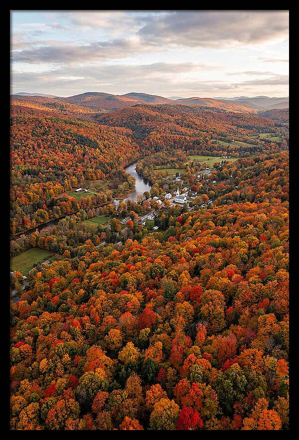 Aerial View Of Vibrant Vermont Foliage