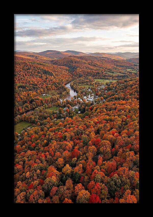 Aerial View Of Vibrant Vermont Foliage