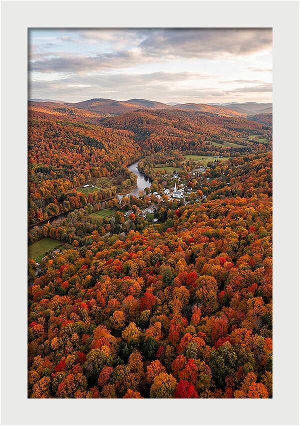 Aerial View Of Vibrant Vermont Foliage