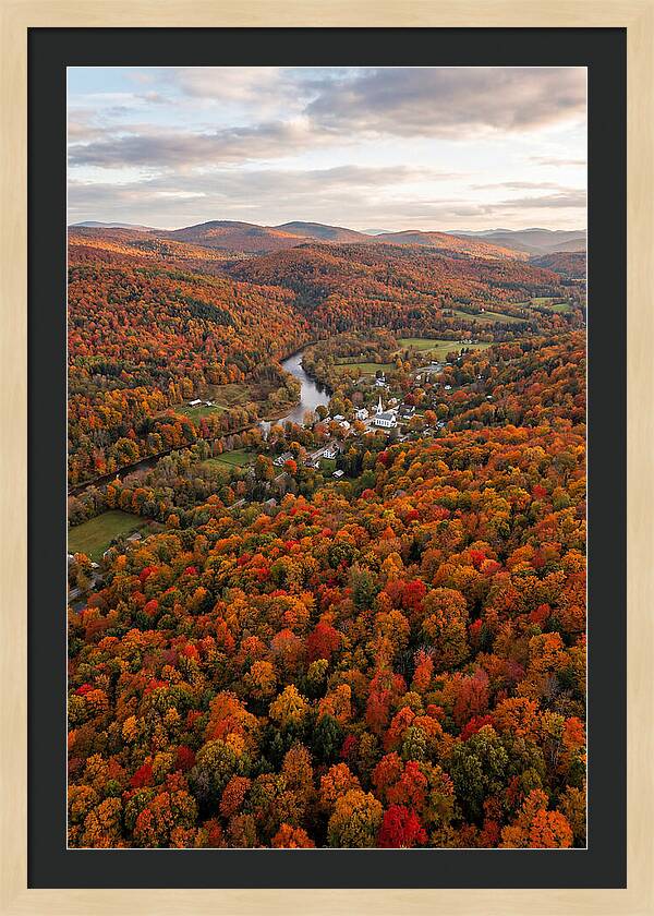 Aerial View Of Vibrant Vermont Foliage