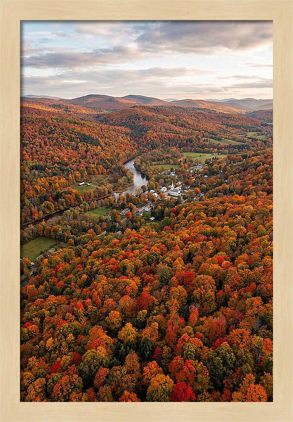 Aerial View Of Vibrant Vermont Foliage