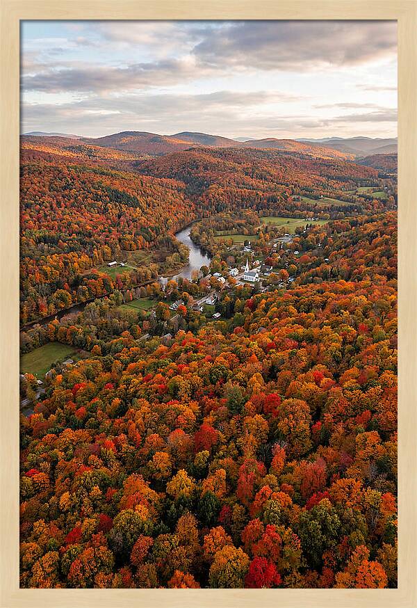 Aerial View Of Vibrant Vermont Foliage