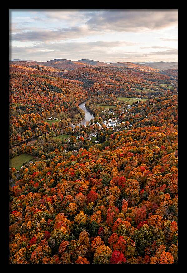 Aerial View Of Vibrant Vermont Foliage