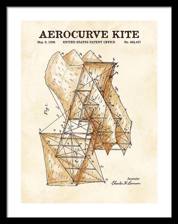 Aerocurve Kite Watercolor Patent Us666427